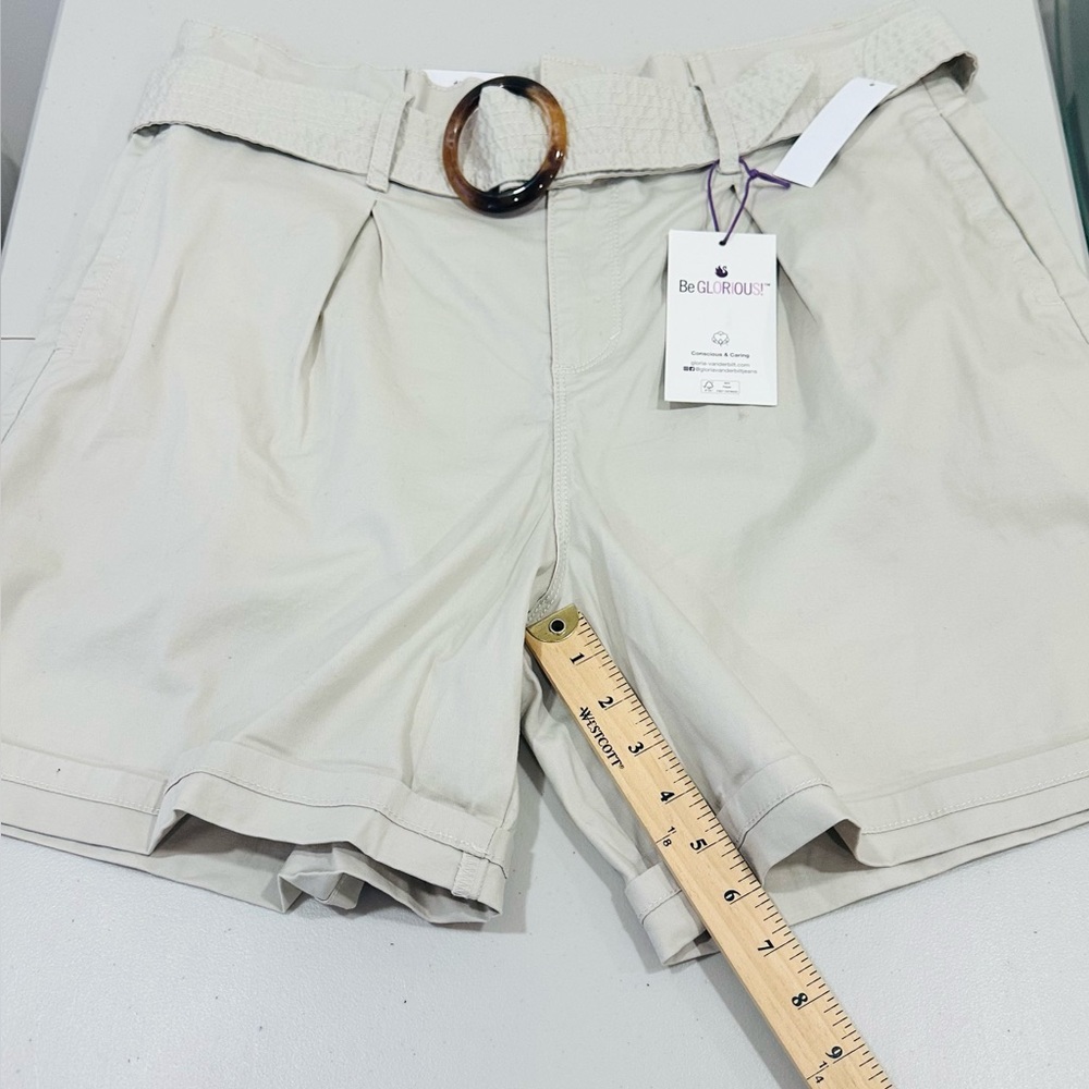 NWT Womens Gloria‎ Vanderbilt Vacation Shorts Sz 16 Belted Cuffed Stretch Chino - Picture 3 of 8